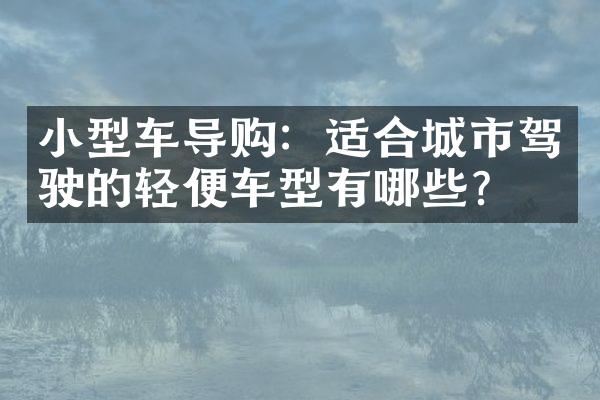 小型车导购：适合城市驾驶的轻便车型有哪些？