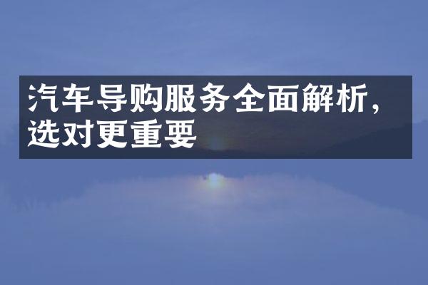 汽车导购服务全面解析，选对更重要