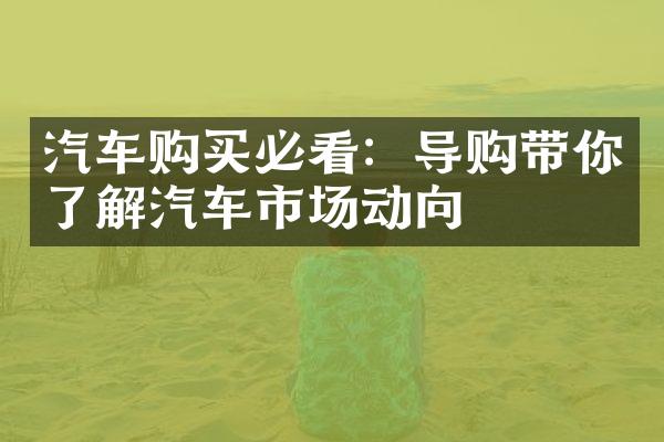 汽车购买必看：导购带你了解汽车市场动向