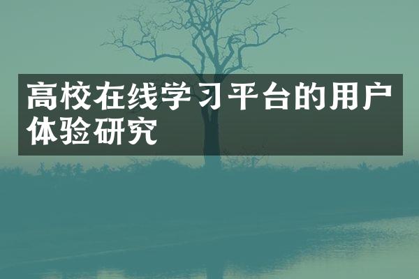 高校在线学习平台的用户体验研究