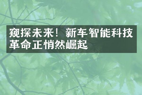 窥探未来！新车智能科技正悄然崛起