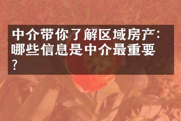 中介带你了解区域房产：哪些信息是中介最重要的？