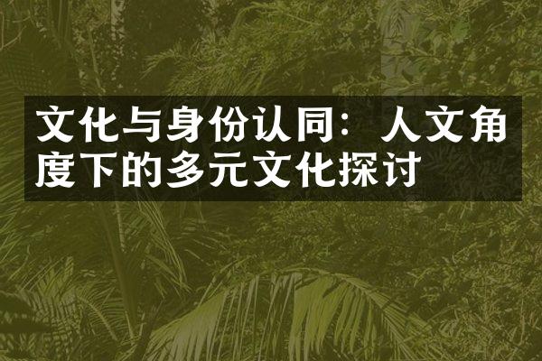 文化与身份认同：人文角度下的多元文化探讨