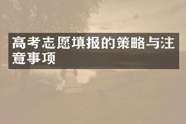 高考志愿填报的策略与注意事项