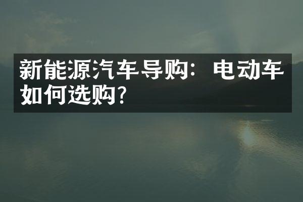 新能源汽车导购：电动车如何选购？