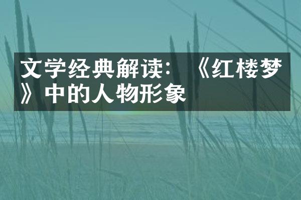 文学经典解读：《红楼梦》中的人物形象