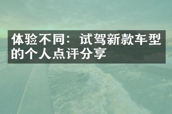 体验不同：试驾新款车型的个人点评分享