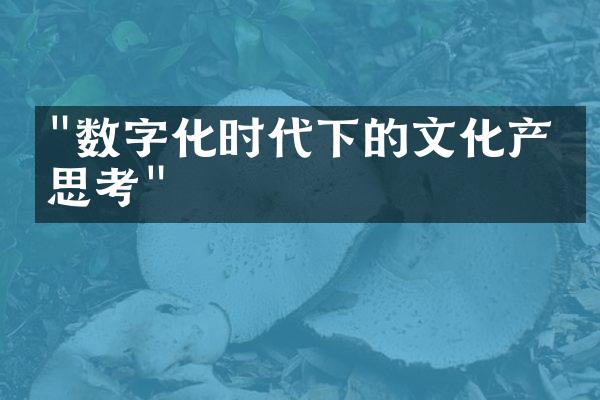 "数字化时代下的文化产业思考"