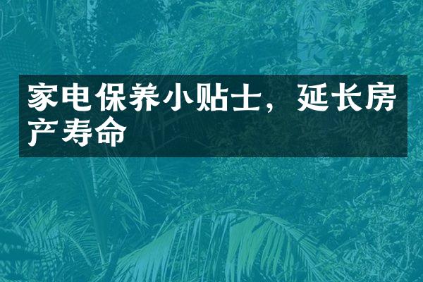 家电保养小贴士，延长房产寿命