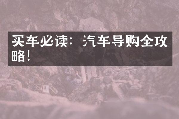 买车必读：汽车导购全攻略！