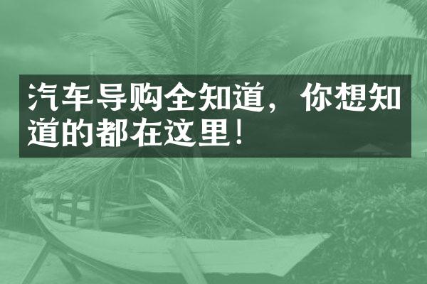 汽车导购全知道，你想知道的都在这里！