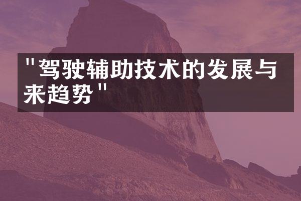 "驾驶辅助技术的发展与未来趋势"