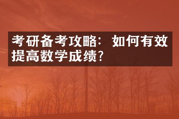 考研备考攻略：如何有效提高数学成绩？