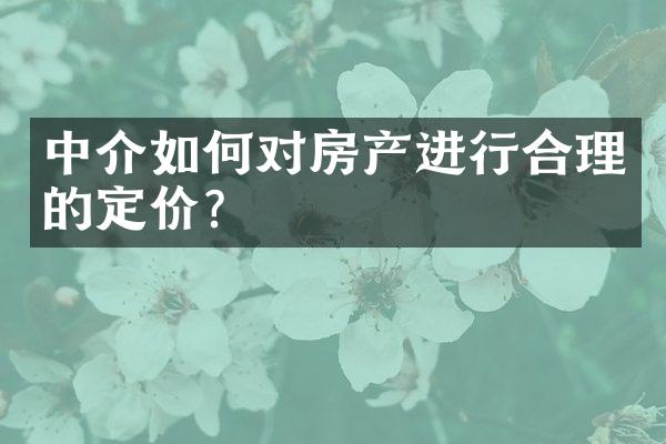 中介如何对房产进行合理的定价？