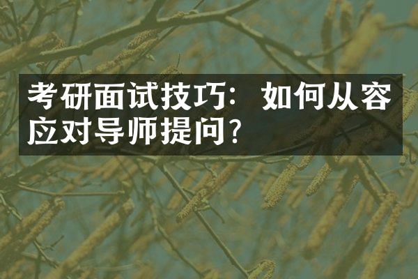 考研面试技巧：如何从容应对导师提问？