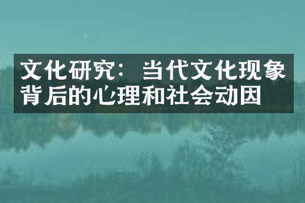 文化研究：当代文化现象背后的心理和社会动因