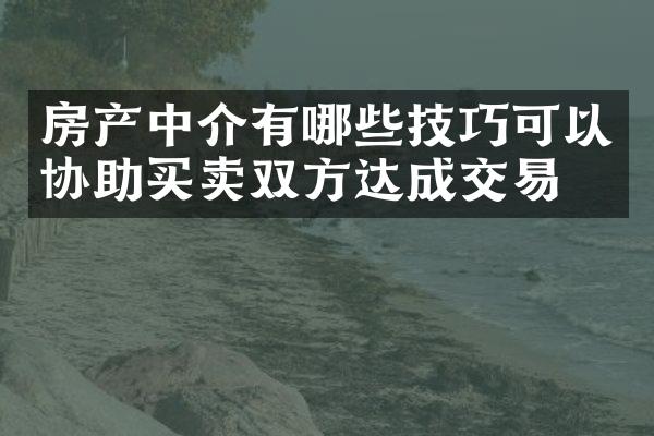 房产中介有哪些技巧可以协助买卖双方达成交易？