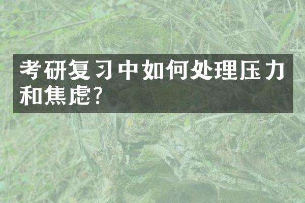 考研复习中如何处理压力和焦虑？