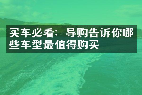 买车必看：导购告诉你哪些车型最值得购买