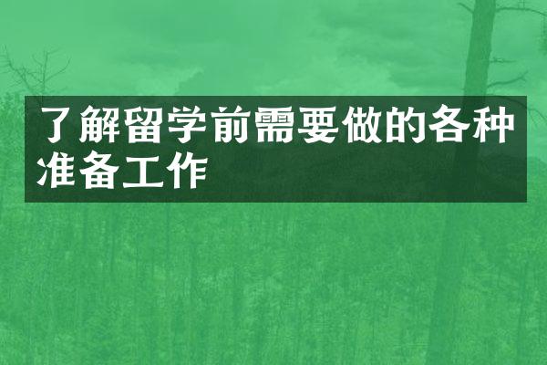 了解留学前需要做的各种准备工作