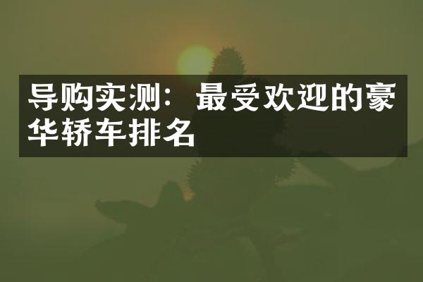 导购实测：最受欢迎的豪华轿车排名