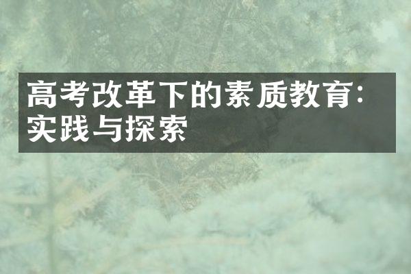 高考下的素质教育：实践与探索