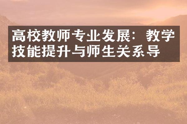 高校教师专业发展：教学技能提升与师生关系导向