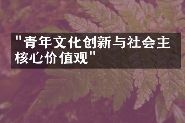 "青年文化创新与社会主义核心价值观"