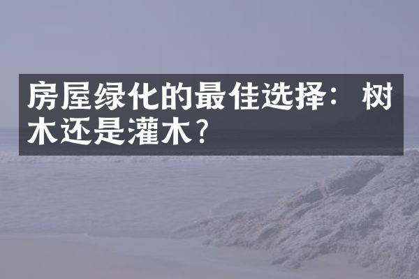 房屋绿化的最佳选择：树木还是灌木？