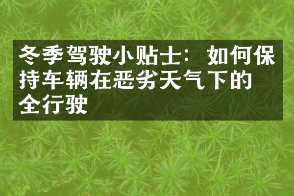 冬季驾驶小贴士：如何保持车辆在恶劣天气下的安全行驶