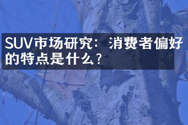 SUV市场研究：消费者偏好的特点是什么？