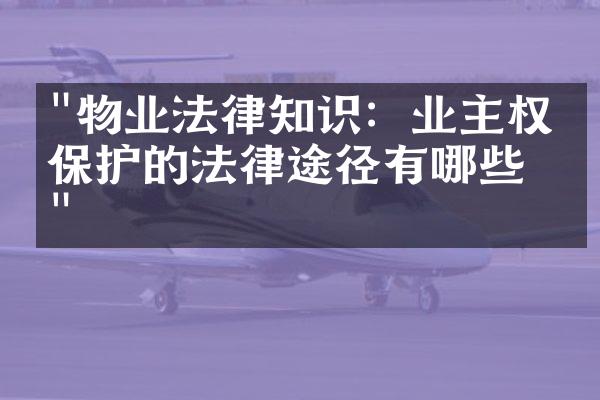 "物业法律知识：业主权益保护的法律途径有哪些？"