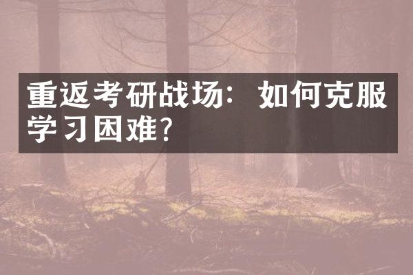 重返考研战场：如何克服学习困难？