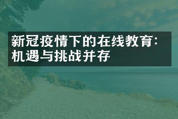 新冠疫情下的在线教育：机遇与挑战并存