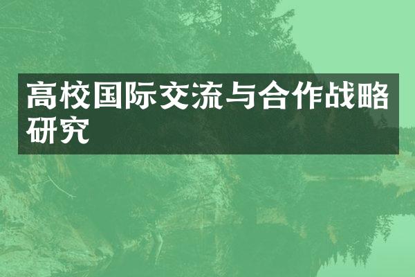 高校国际交流与合作战略研究