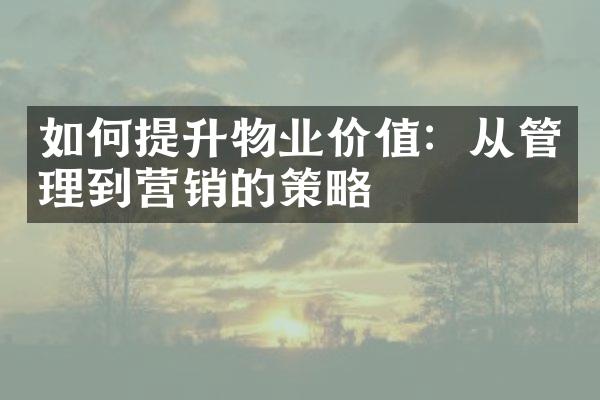 如何提升物业价值：从管理到营销的策略