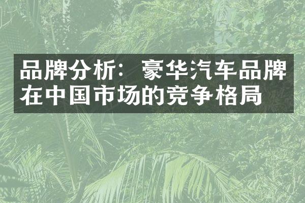 品牌分析：豪华汽车品牌在中国市场的竞争格局