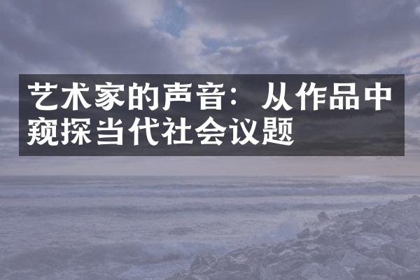 艺术家的声音：从作品中窥探当代社会议题