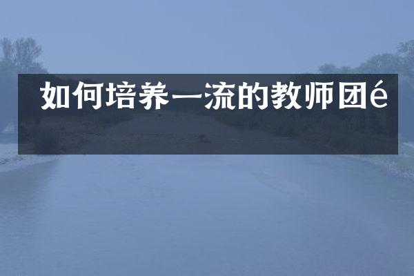  如何培养一流的教师团队