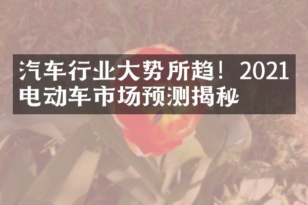 汽车行业大势所趋！2021年电动车市场预测揭秘