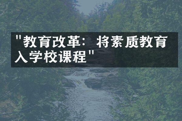 "教育改革：将素质教育纳入学校课程"