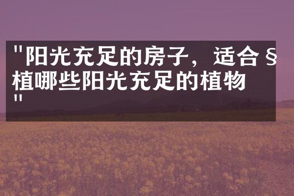 "阳光充足的房子，适合种植哪些阳光充足的植物？"