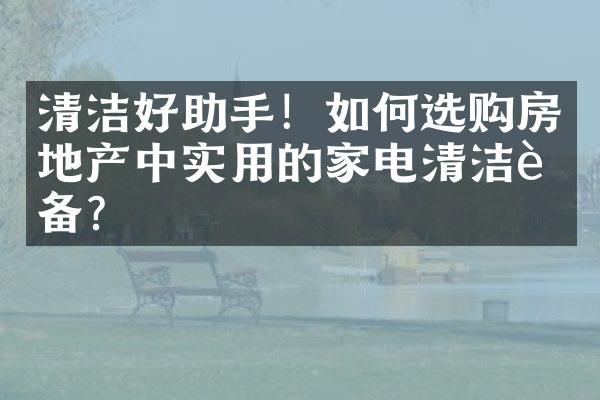 清洁好助手！如何选购房地产中实用的家电清洁设备？