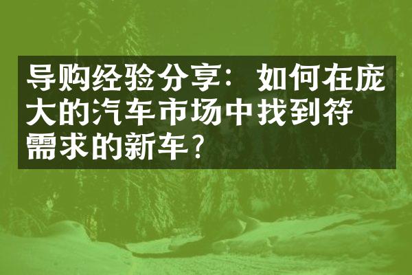 导购经验分享：如何在庞大的汽车市场中找到符合需求的新车？