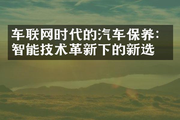 车联网时代的汽车保养：智能技术革新下的新选择