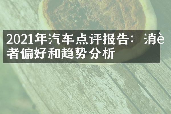 2021年汽车点评报告：消费者偏好和趋势分析