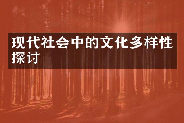 现代社会中的文化多样性探讨