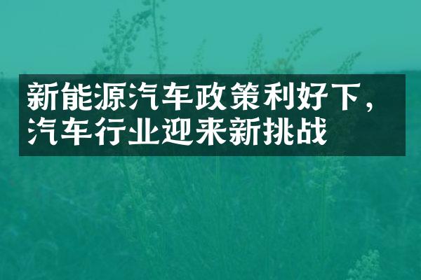 新能源汽车政策利好下，汽车行业迎来新挑战