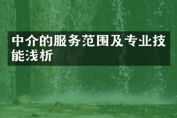 中介的服务范围及专业技能浅析