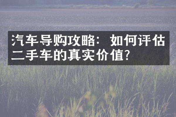 汽车导购攻略：如何评估二手车的真实价值？